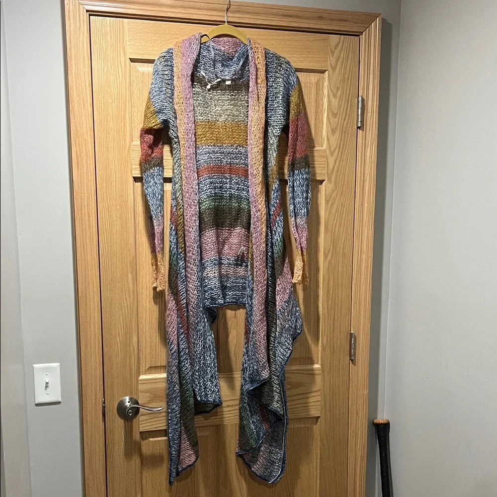 Anthropology knitted and knotted Multi-Color Striped Open-Front Women's Cardigan - Picture 1 of 7